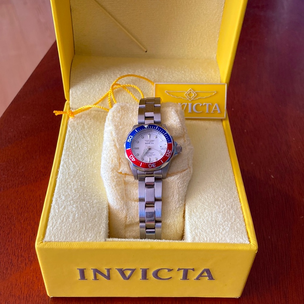 Invicta Pro Diver Blue & Red Bezel Stainless Steel Watch
